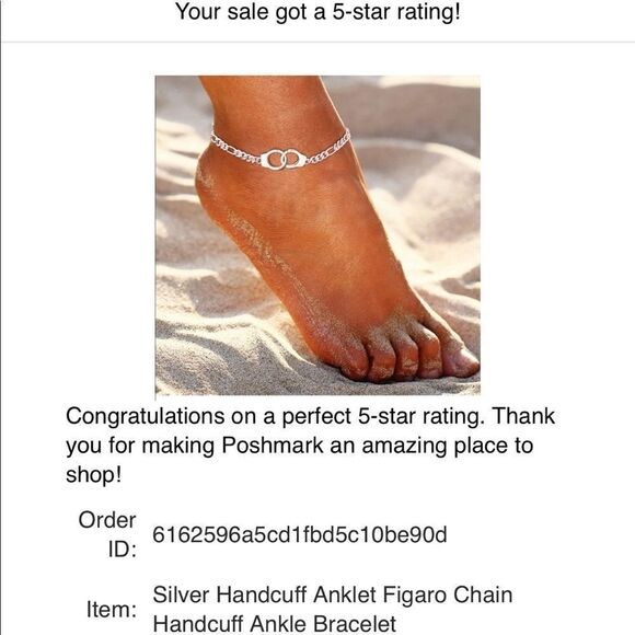 NEW Handcuff Anklet Silver Figaro Chain Handcuff Ankle Bracelet - Picture 6 of 9